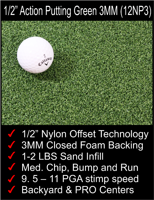 ACTION PUTT 12NP3 | 1/2" Nylon Putting Green with 3mm Foam | ZiG ZaG and Glue Down Technology | enjoy volume savings #1